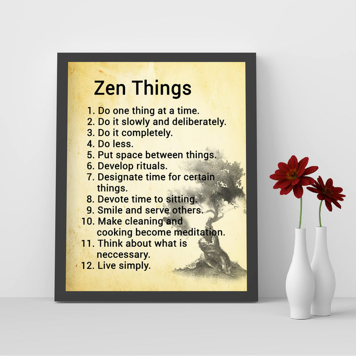 Zen Things - Live Simply Spiritual Quotes Wall Art- 8 x 10" Inspirational Meditation Print -Ready to Frame. Motivational Decor for Home-Yoga Studio-Office. Great Positive Decoration for All!
