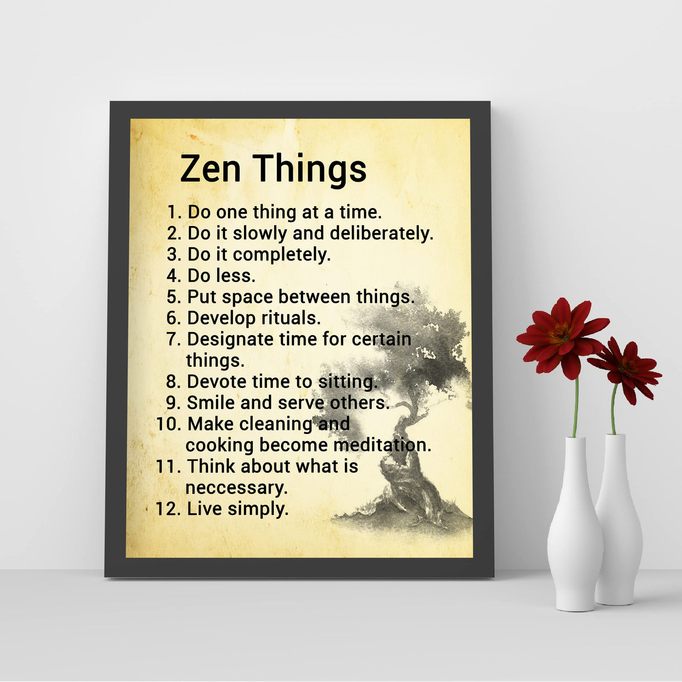 Zen Things - Live Simply Spiritual Quotes Wall Art- 8 x 10" Inspirational Meditation Print -Ready to Frame. Motivational Decor for Home-Yoga Studio-Office. Great Positive Decoration for All!