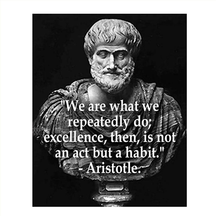 Aristotle Bust &amp; Quotes Wall Art-"Excellence is a Habit"- 8 x 10