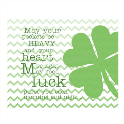 Good Luck Clover & Irish Toast- 8 x 10" Print Wall Art- Ready to Frame. Home D?cor, Kitchen D?cor & Wall Print. Perfect For Bar, Recreation Room & Man Cave. Always Have an Irish Blessing Ready!