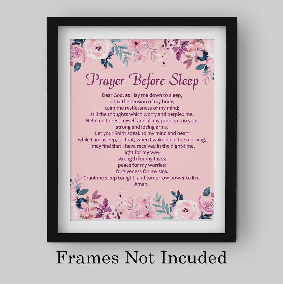 Prayer Before Sleep-Christian Wall Art -8 x 10" Inspirational Floral Scripture Print -Ready to Frame. Perfect Home-Office-Church-Sunday School Decor! Great Religious Gift of Faith &amp; Inspiration!