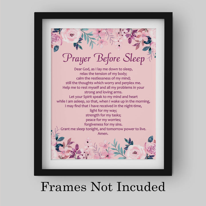 Prayer Before Sleep-Christian Wall Art -8 x 10" Inspirational Floral Scripture Print -Ready to Frame. Perfect Home-Office-Church-Sunday School Decor! Great Religious Gift of Faith &amp; Inspiration!