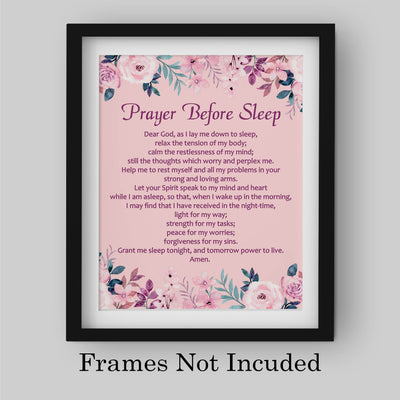 Prayer Before Sleep-Christian Wall Art -8 x 10" Inspirational Floral Scripture Print -Ready to Frame. Perfect Home-Office-Church-Sunday School Decor! Great Religious Gift of Faith & Inspiration!