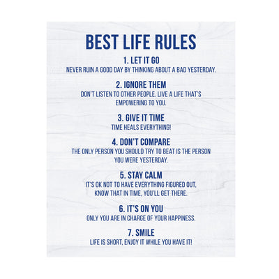 "Best Life Rules" Inspirational Quotes Wall Sign -11 x 14" Motivational Poster Print -Ready to Frame. Modern Typographic Design. Positive Home-Office-Classroom Decor. Great Lessons!