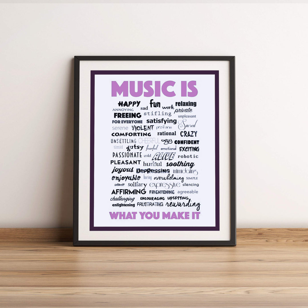 Music Is What You Make It-Inspirational Word Art Wall Sign-11 x 14" Motivational Poster Print-Ready to Frame. Perfect Home-Office-Studio-Dorm-Classroom Decor. Great Gift for All Music Fans!