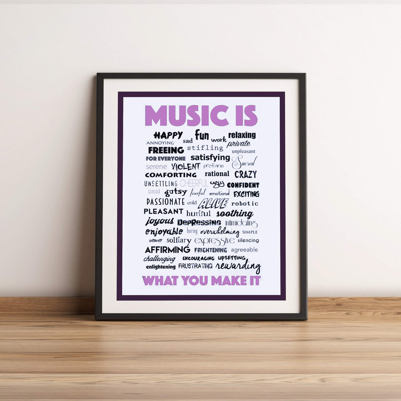 Music Is What You Make It-Inspirational Word Art Wall Sign-11 x 14" Motivational Poster Print-Ready to Frame. Perfect Home-Office-Studio-Dorm-Classroom Decor. Great Gift for All Music Fans!