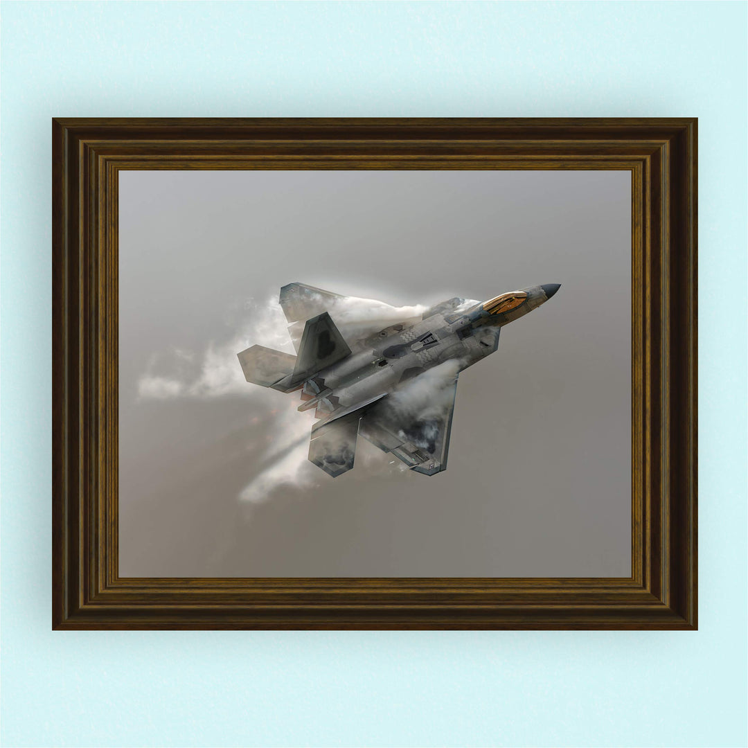 United States Air Force F22A-Fighter Jet Poster Print -10 x 8" Military Aircraft Wall Decor Image-Ready to Frame. Home-Office-Military School Decor. Perfect Sign for Game Room-Garage-Man Cave Decor!