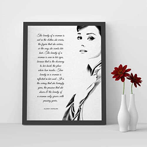 "The Beauty of a Woman"-Audrey Hepburn Quotes- 8 x 10"