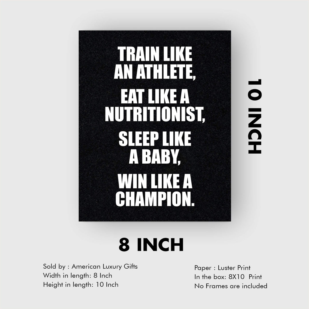 ?Win Like A Champion?-Motivational Gym Quotes -8 x 10" Exercise and Fitness Wall Art Print-Ready to Frame. Modern Typographic Design. Home-Office-Locker Room Decor. Perfect Sign for Motivation!