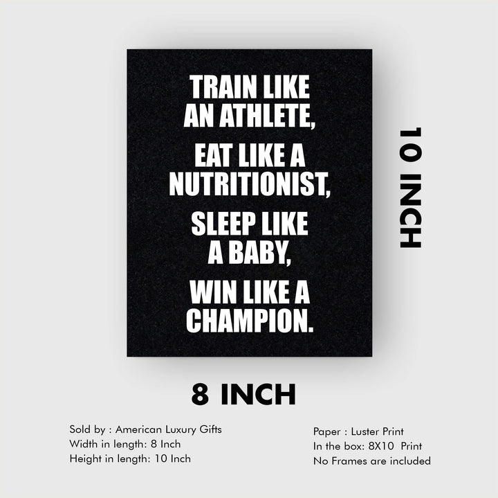 ?Win Like A Champion?-Motivational Gym Quotes -8 x 10" Exercise and Fitness Wall Art Print-Ready to Frame. Modern Typographic Design. Home-Office-Locker Room Decor. Perfect Sign for Motivation!
