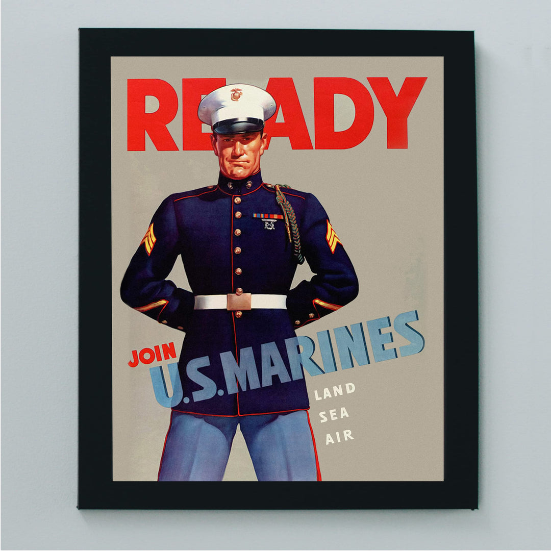 Ready-Join US Marines-Land, Sea, Air- United States Marine Corps Wall Art- 8 x 10" Picture Print-Ready To Frame. Home-Office-Military Decor. Perfect Gift for All Marines. Semper Fi - Oorah!
