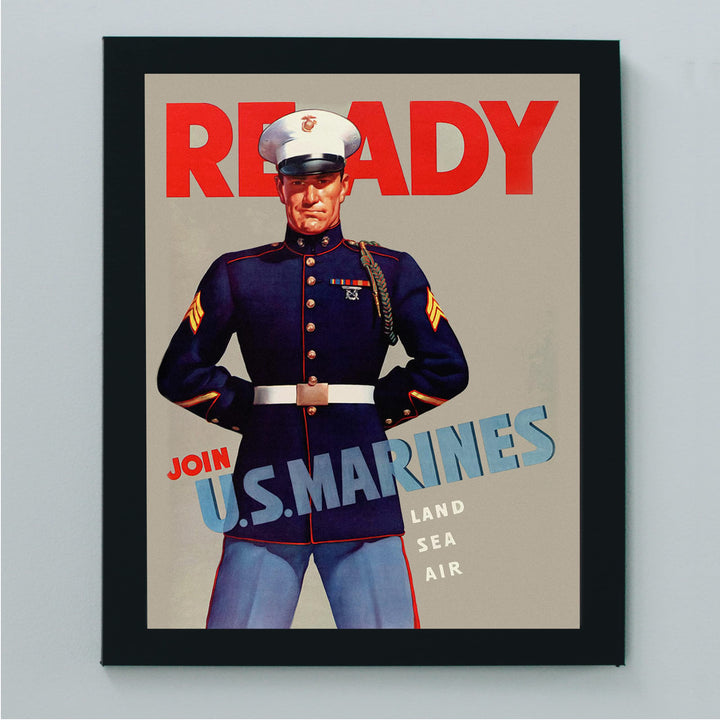 Ready-Join US Marines-Land, Sea, Air- United States Marine Corps Wall Art- 8 x 10" Picture Print-Ready To Frame. Home-Office-Military Decor. Perfect Gift for All Marines. Semper Fi - Oorah!