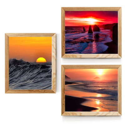 Tropical Beach Sunset Trio- 3 Image Set-Wall Art Prints- 8 x 10"s- Ready to Frame. Beautiful Beach D?cor- Island Beach Sunsets Make the Perfect Art for Any Room. Great Gift for Beach Pictures Wall Art