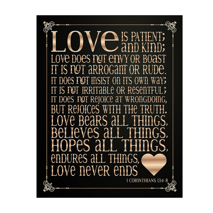 1 Corinthians 13:4?8."Love is Patient &amp; Kind"- Christian Wall Decor- 8x10" - Scripture Wall Art Typography Print- Ready to Frame. Home D?cor, Wedding D?cor- Perfect Wedding &amp; Anniversary Gift!