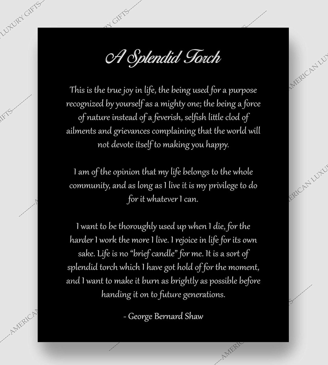 A Splendid Torch-George Bernard Shaw Poem Page Print- 8 x 10" Inspirational Wall Art. Modern Typography Print-Ready To Frame. Home-Office-Study-Library Decor. Great Art Gift for Poetry Fans.