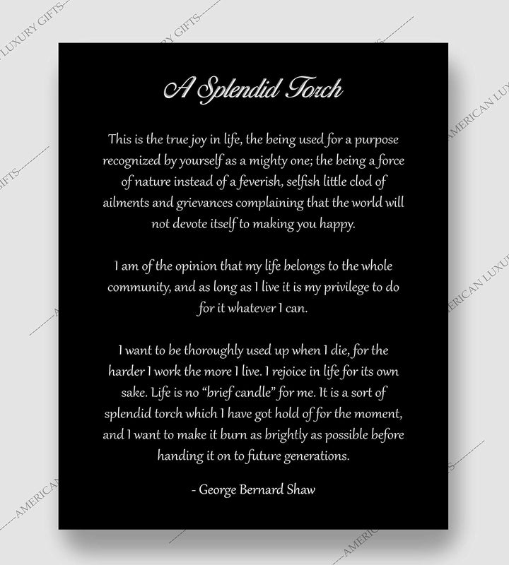 A Splendid Torch-George Bernard Shaw Poem Page Print- 8 x 10" Inspirational Wall Art. Modern Typography Print-Ready To Frame. Home-Office-Study-Library Decor. Great Art Gift for Poetry Fans.