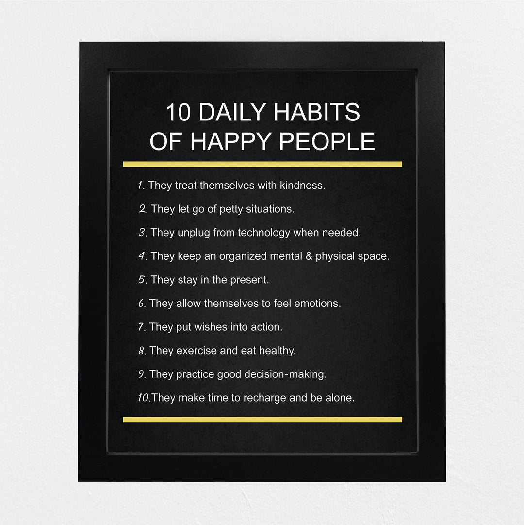 "10 Daily Habits of Happy People"-Motivational Quotes Wall Art -8x10" Inspirational Print -Ready to Frame. Home-Office-Classroom-Teen Decor. Great Gift for Teachers, Graduates, &amp; Motivation!