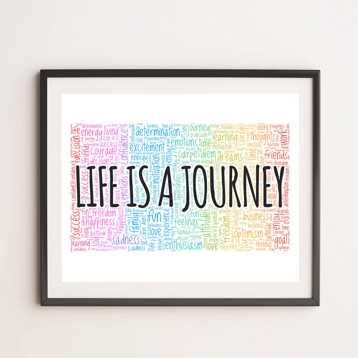 "Life Is A Journey" Inspirational Quotes Wall Decor -14 x 11" Motivational Word Art Print -Ready to Frame. Home-Office-Classroom-Work Decor. Encouraging Words for Motivation &amp; Inspiration!