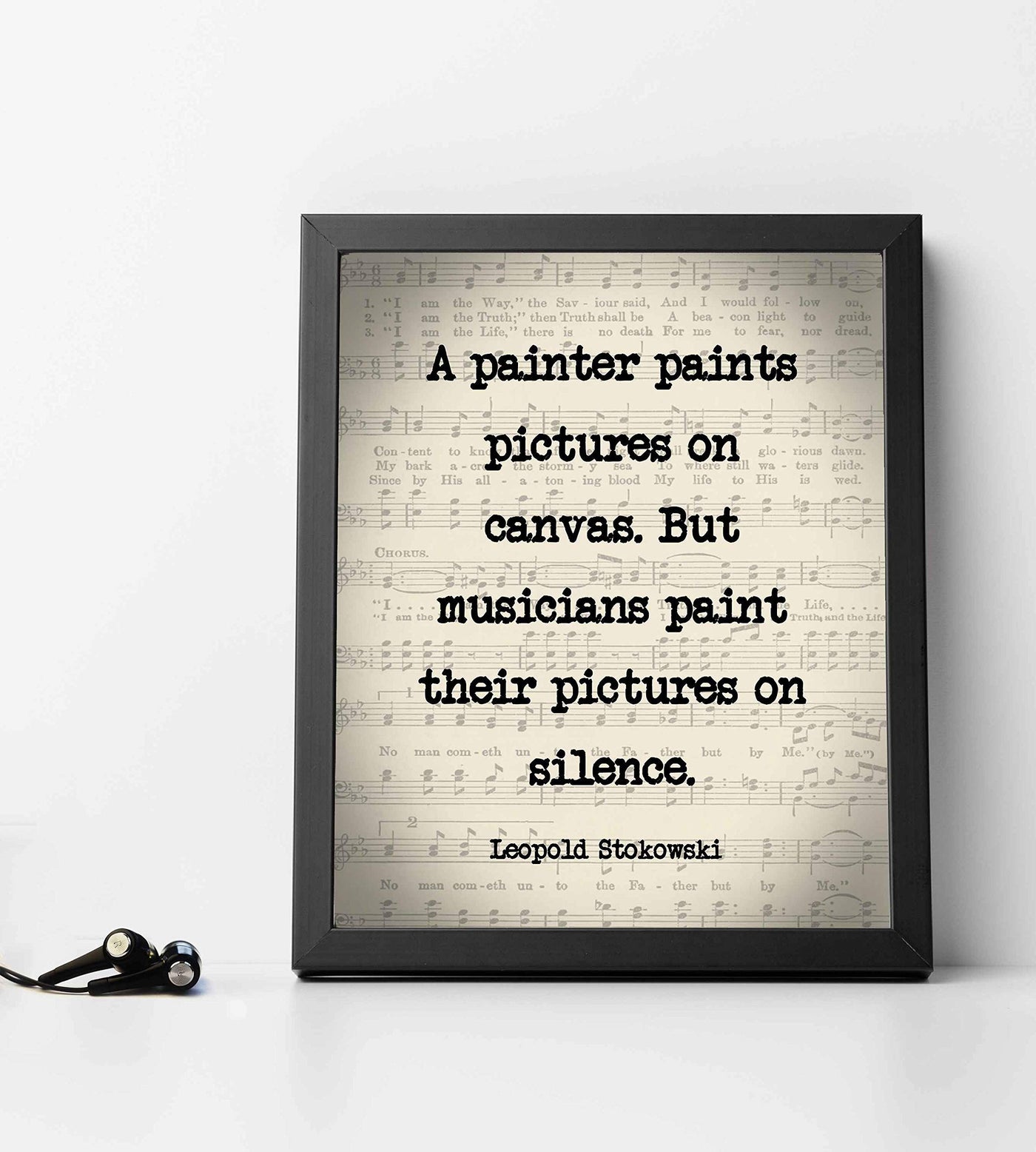 Leopold Stokowski-"Musicians Paint Pictures On Silence"-Inspirational Quotes Wall Art-8 x 10" Sheet Music Poster Print-Ready to Frame. Home-Office-Studio-Decor. Perfect Motivational Classroom Decor!