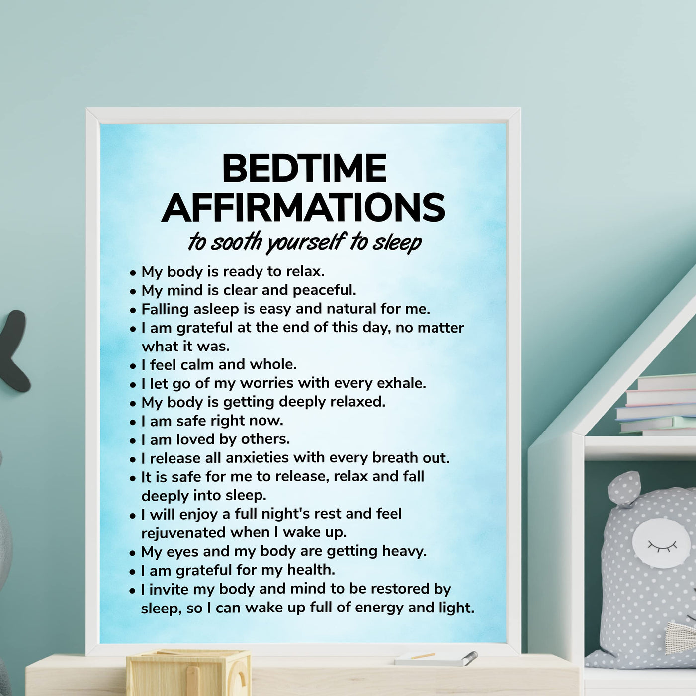 Bedtime Affirmations-Inspirational Quotes Wall Art -11 x 14" Motivational Night Time Poster Print -Ready to Frame. Ideal for Home D?cor-Bedroom Decor. Great Reminders & Inspiration for Sleep!