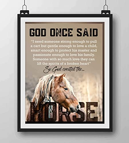 "So God Created the Horse" Inspirational Wall Art Sign-8 x 10"