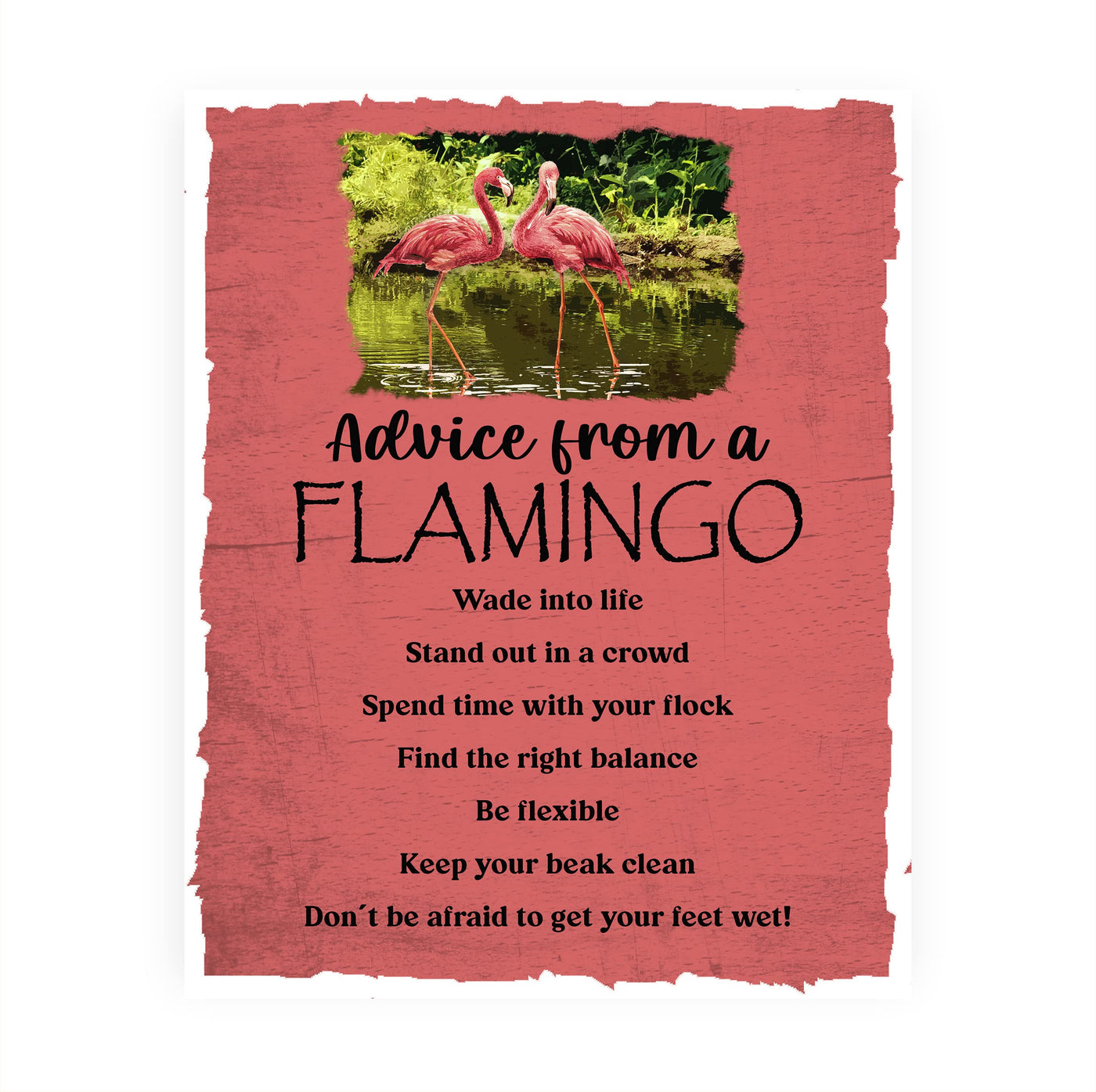 Advice from a Flamingo Funny Quotes Wall Sign-8 x 10" Inspirational Pink Flamingos Art Print -Ready to Frame. Motivational Decor for Home-Office-Desk-School. Fun Gift! Great Life Lessons for All!