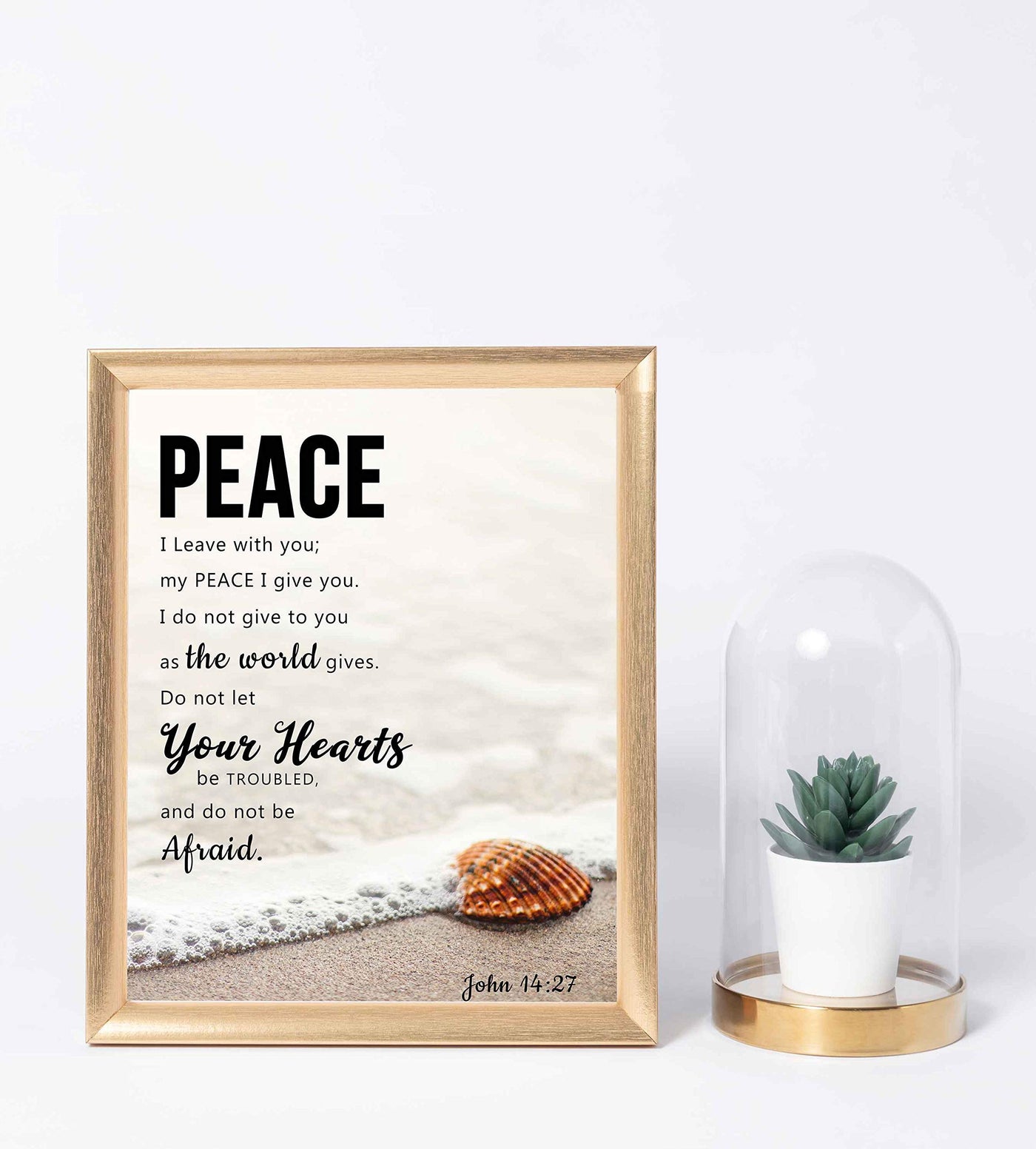 Peace I Leave With You-John 14:27-Bible Verse Wall Art Sign-8 x 10"-Christian Poster Print-Ready to Frame. Beach Image Scripture Print for Home-Office-Studio-Church D?cor. Perfect Religious Gift!