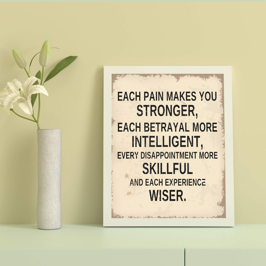 Each Pain Makes You Stronger Inspirational Life Quotes Wall Decor-8 x 10" Modern Typographic Art Print-Ready to Frame. Motivational Decoration for Home-Office-Studio-School Decor. Great Reminders!