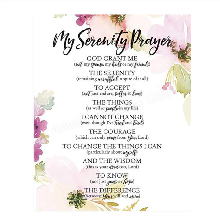 SERENITY PRAYER &amp; Thoughts- 8 x 10"- Art Poster Print- Scripture Wall Art- Elegant Floral Design-Ready to Frame. Home-Church-Office D?cor-Christian Gifts. Inspiring &amp; Encouraging Verse by Niebuhr.