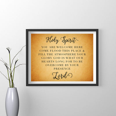 Holy Spirit-You Are Welcome Here Song Lyrics Wall Art-14 x 11" Christian Worship Music Print-Ready to Frame. Inspirational Home-Office-Studio-Dorm Decor. Perfect Farmhouse-Welcome Sign! Great Gift!