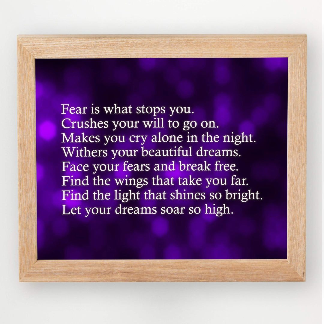 Face Your Fears &amp; Break Free Motivational Quotes Wall Art -10 x 8" Inspirational Poster Print-Ready to Frame. Modern Home-Office-School-Dorm Decor. Perfect Sign for Motivation! Great Advice!