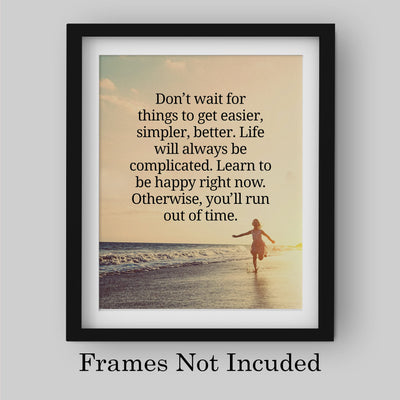 Don't Wait for Easier Motivational Beach Wall Art Decor -8 x 10" Inspirational Ocean Sunset Print -Ready to Frame. Home-Office-Cabin-School & Coastal Themed Decor. Great Gift of Motivation!