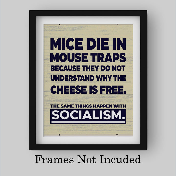 ?The Same Things Happen With Socialism?-8 x 10" Conservative Wall Art Print-Ready to Frame. Typographic Decor for Home-Office-Classroom-Library. Great Reminder &amp; Political Gift!