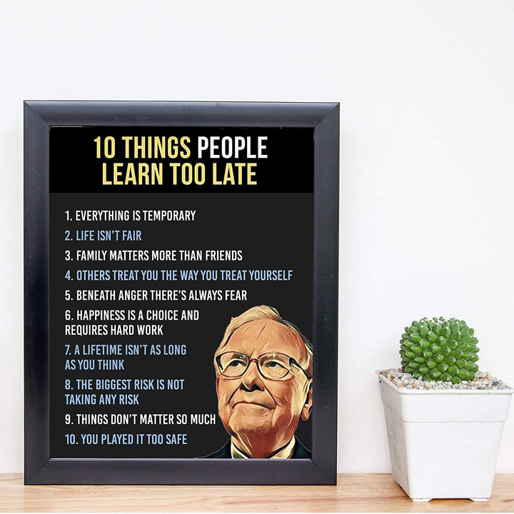 Warren Buffett Quotes-"Ten Things People Learn Too Late"-8 x 10"