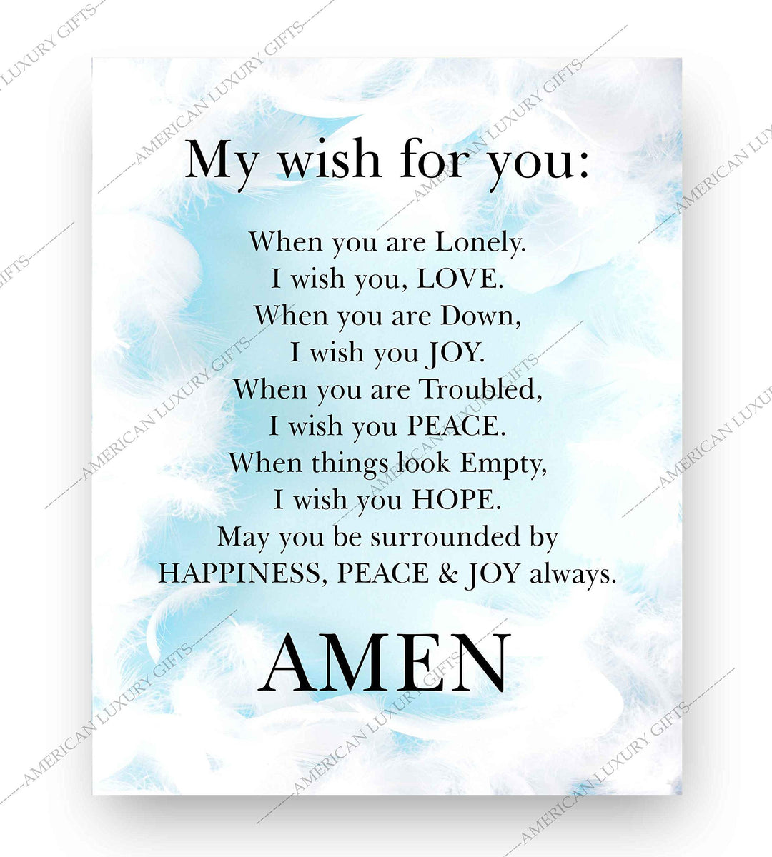 My Wish For You-Happiness, Peace &amp; Joy Always Christian Prayer Wall Art-8 x 10" Typographic Poster Print-Ready to Frame. Inspirational Home-Office-Church Decor. Great Positive Gift of Love &amp; Hope!