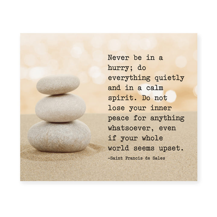 Do Not Lose Your Inner Peace Motivational Quotes Wall Sign -10 x 8" Inspirational Balancing Stones in Sand Art Print -Ready to Frame. Spiritual Home-Office-School-Zen Decor. Perfect Life Lesson!
