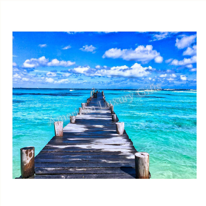 Dock Across the Ocean - 8 x 10" Print Wall Art Ready to Frame. Home D?cor, Office D?cor, Beach Decor &amp; Unique Wall Print. Great Addition for Tropical Decor &amp; Parties. Perfect Gift for Beach Lovers