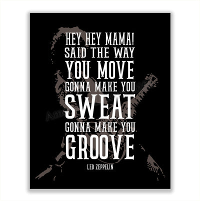 Led Zeppelin Band-"Hey, Hey Mama!"-Song Lyrics Wall Art Sign-8 x 10" Rock Music Poster Print- Ready To Frame. Perfect Home-Office-Studio-Bar-Dorm-Man Cave Decor. Great Gift for Zeppelin Fans!