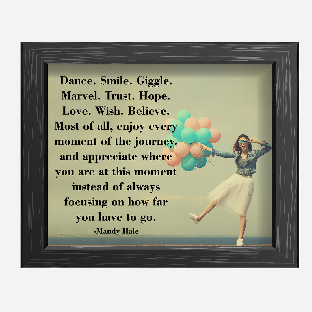 Enjoy Every Moment of the Journey-Inspirational Quotes Wall Art-10x8" Typographic Woman w/Balloons Photo Print-Ready to Frame. Motivational Home-Office-Classroom Decor. Great Gift for Inspiration!