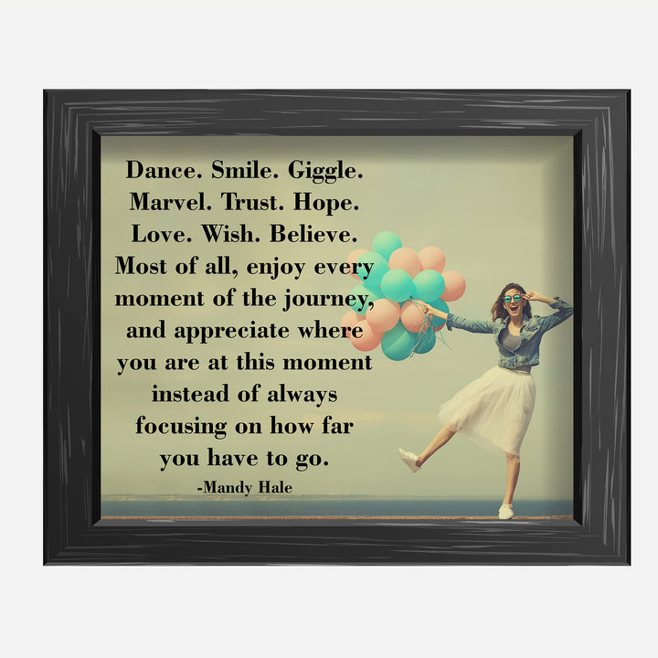 Enjoy Every Moment of the Journey-Inspirational Quotes Wall Art-10x8" Typographic Woman w/Balloons Photo Print-Ready to Frame. Motivational Home-Office-Classroom Decor. Great Gift for Inspiration!