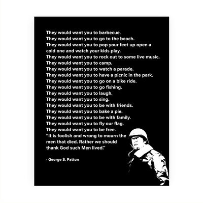 George S. Patton Quotes-"Thank God Such Men Lived"- Motivational Wall Art -8 x 10" American General Portrait Print -Ready to Frame. Home-Office-Military Decor. Perfect Inspirational - Patriotic Gift!