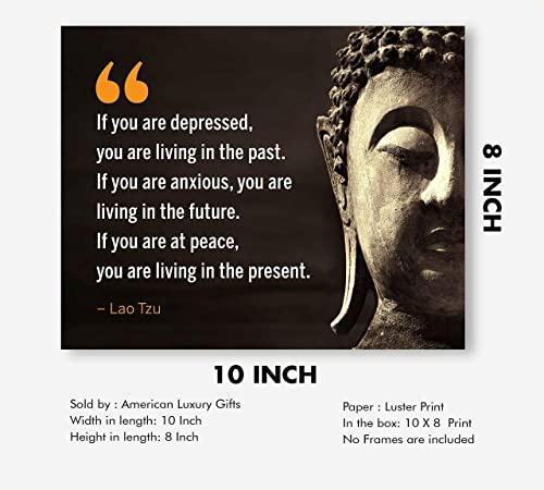 Lao Tzu Quotes-"If You Are at Peace-Living in the Present"- Inspirational Wall Art- 10 x 8"