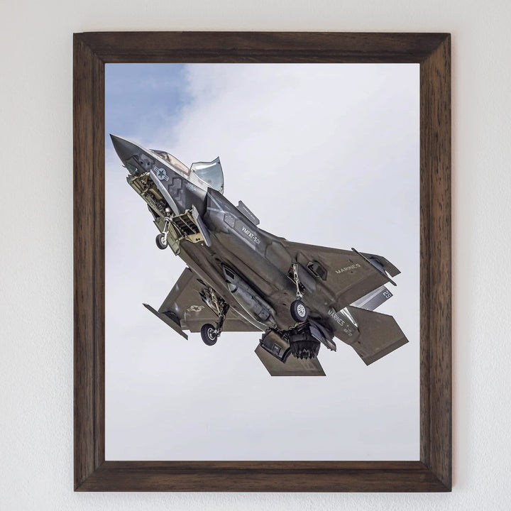 F-35 B Fighter Jet -8 x 10" Military Aircraft Wall Art Print -Ready to Frame. Home-Office-Aviation Decor. Perfect Sign for Game Room-Garage-Cave! Great Gift for Active Duty Military &amp; Veterans!