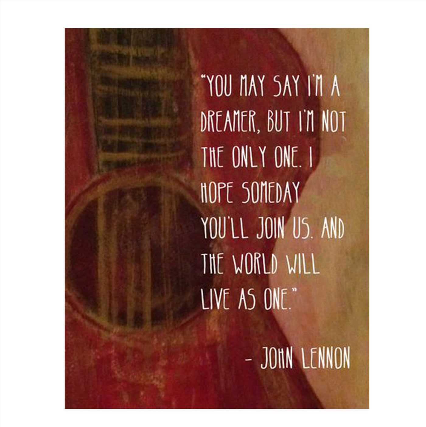 John Lennon Song Lyrics Wall Art-"Imagine- You May Say I'm a Dreamer!"- 8 x 10 Art Print Ready to Frame. Modern Home D?cor- Office D?cor. Perfect Gift for Musicians, Beatles Fans & Inspiration.