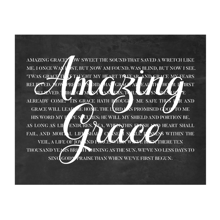 Amazing Grace Christian Hymn Music Wall Art -14 x 11" Inspirational Scripture Song Lyrics Word Art Print -Ready to Frame. Classic Hymnal Decoration for Home-Office-Church-Religious Decor &amp; Gifts!