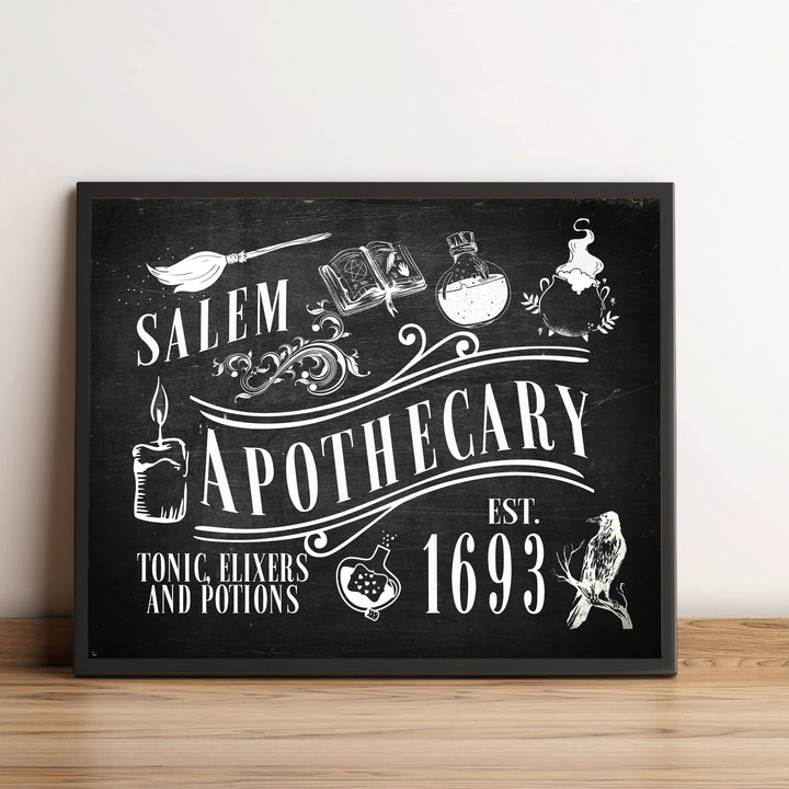 Salem Apothecary-Tonics, Elixirs, Potions-Spooky Halloween Wall Art Decor-10 x 8" Rustic Farmhouse Picture Print -Ready to Frame. Perfect for Home-Office-Party Decorations! Printed on Photo Paper.