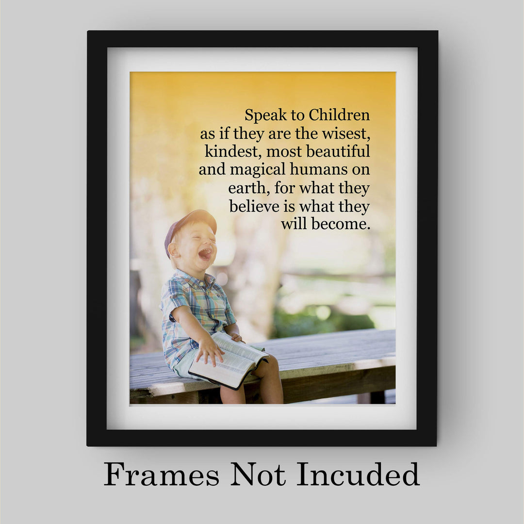 Speak to Children Wisely- Inspirational Wall Art- 8 x 10 Print Wall Art D?cor Ready to Frame. Nursery Decor, Bathroom Decor &amp; Bedroom Wall Art. Perfect Reminder for Great Parenting.