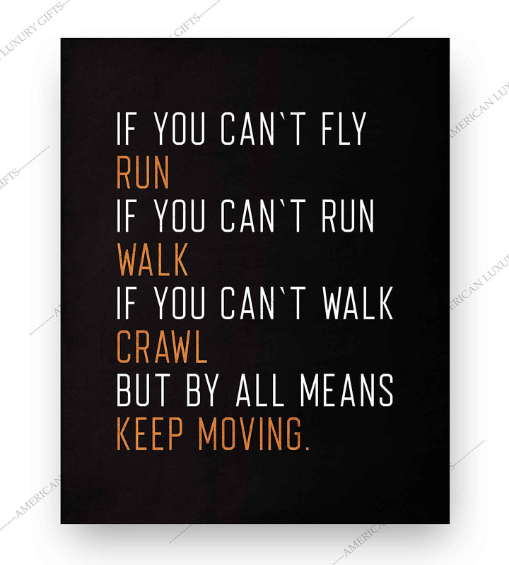 ?By All Means Keep Moving?-Motivational Quotes Wall Art-8 x 10" Exercise-Fitness Poster Print-Ready to Frame. Modern Typographic Design. Home-Office-Dorm Decor. Perfect Motivation for the Gym!