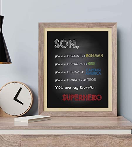 "Son-You Are My Favorite Superhero" Inspirational Wall Art Sign -8 x 10"