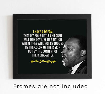 Martin Luther King Jr. Quotes-"I Have A Dream"-10 x 8" Silhouette Wall Art Print-Ready to Frame. Inspirational Home-Office-School-Library Decor. Perfect Gift for MLK Fans. Great Historical Reminder!